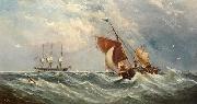 Ebenezer Colls Sailboats in a squall painting